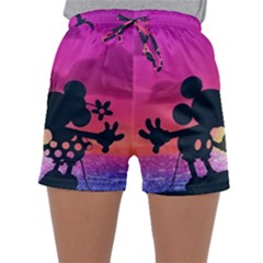 Mickey And Minnie, Mouse, Disney, Cartoon, Love Sleepwear Shorts by nateshop