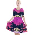 Mickey And Minnie, Mouse, Disney, Cartoon, Love Quarter Sleeve A-Line Dress View1