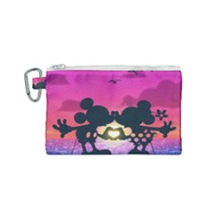 Mickey And Minnie, Mouse, Disney, Cartoon, Love Canvas Cosmetic Bag (small) by nateshop