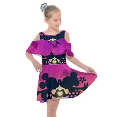 Mickey And Minnie, Mouse, Disney, Cartoon, Love Kids  Shoulder Cutout Chiffon Dress by nateshop