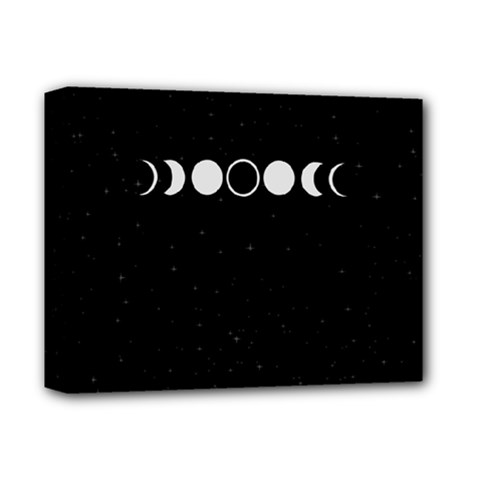 Moon Phases, Eclipse, Black Deluxe Canvas 14  X 11  (stretched) by nateshop