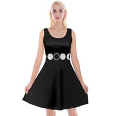 Moon Phases, Eclipse, Black Reversible Velvet Sleeveless Dress by nateshop