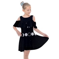 Moon Phases, Eclipse, Black Kids  Shoulder Cutout Chiffon Dress by nateshop