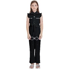 Moon Phases, Eclipse, Black Kids  Sleeveless Ruffle Edge Band Collar Chiffon One Piece by nateshop