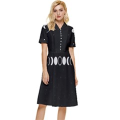 Moon Phases, Eclipse, Black Button Top Knee Length Dress by nateshop