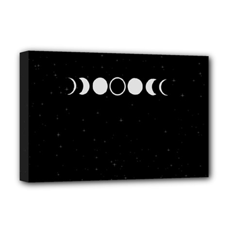 Moon Phases, Eclipse, Black Deluxe Canvas 18  X 12  (stretched)