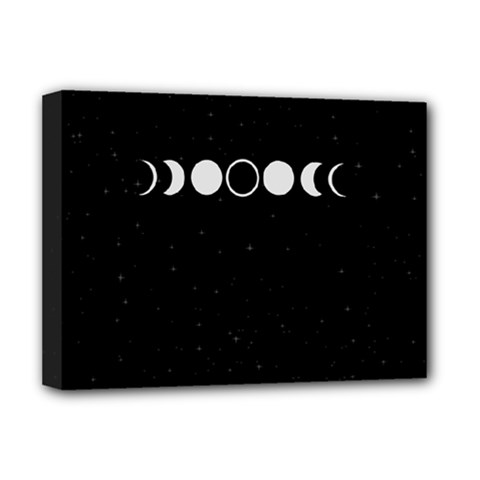 Moon Phases, Eclipse, Black Deluxe Canvas 16  X 12  (stretched)  by nateshop