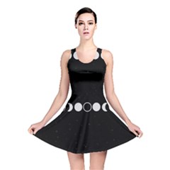 Moon Phases, Eclipse, Black Reversible Skater Dress