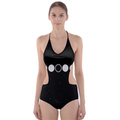 Moon Phases, Eclipse, Black Cut-out One Piece Swimsuit by nateshop