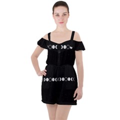 Moon Phases, Eclipse, Black Ruffle Cut Out Chiffon Playsuit by nateshop