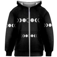 Moon Phases, Eclipse, Black Kids  Zipper Hoodie Without Drawstring by nateshop