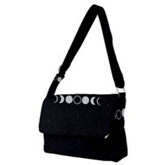 Moon Phases, Eclipse, Black Full Print Messenger Bag (m) by nateshop