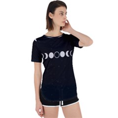 Moon Phases, Eclipse, Black Perpetual Short Sleeve T-shirt by nateshop