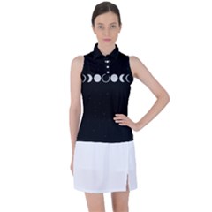 Moon Phases, Eclipse, Black Women s Sleeveless Polo T-shirt