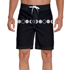 Moon Phases, Eclipse, Black Men s Beach Shorts by nateshop