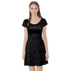 Simple Starry Sky, Alone, Black, Dark, Nature Short Sleeve Skater Dress