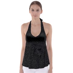 Simple Starry Sky, Alone, Black, Dark, Nature Tie Back Tankini Top by nateshop