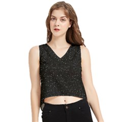 Simple Starry Sky, Alone, Black, Dark, Nature V-neck Cropped Tank Top by nateshop