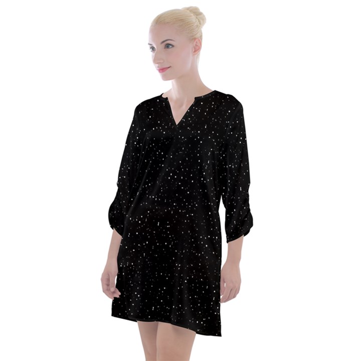 Simple Starry Sky, Alone, Black, Dark, Nature Open Neck Shift Dress