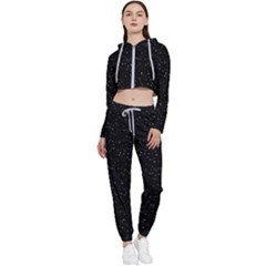 Simple Starry Sky, Alone, Black, Dark, Nature Cropped Zip Up Lounge Set