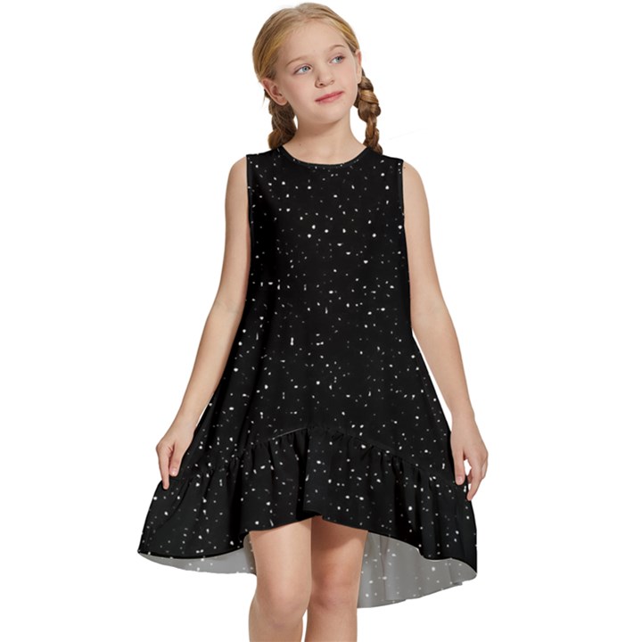 Simple Starry Sky, Alone, Black, Dark, Nature Kids  Frill Swing Dress