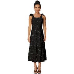 Simple Starry Sky, Alone, Black, Dark, Nature Tie-strap Tiered Midi Chiffon Dress by nateshop