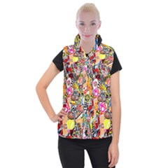 Sticker Bomb, Art, Cartoon, Dope Women s Button Up Vest