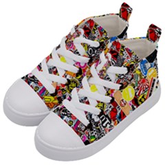 Sticker Bomb, Art, Cartoon, Dope Kids  Mid-top Canvas Sneakers by nateshop