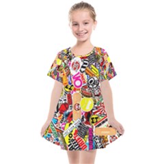 Sticker Bomb, Art, Cartoon, Dope Kids  Smock Dress