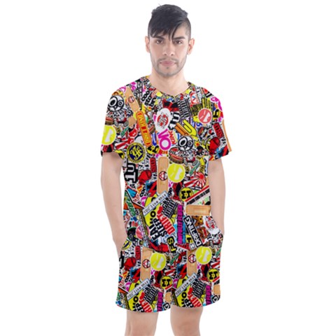 Sticker Bomb, Art, Cartoon, Dope Men s Mesh T-shirt And Shorts Set by nateshop