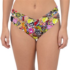 Sticker Bomb, Art, Cartoon, Dope Double Strap Halter Bikini Bottoms