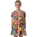 Sticker Bomb, Art, Cartoon, Dope Kids  Short Sleeve Pinafore Style Dress View1