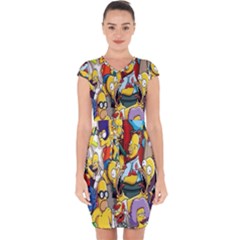 The Simpsons, Cartoon, Crazy, Dope Capsleeve Drawstring Dress  by nateshop