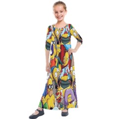 The Simpsons, Cartoon, Crazy, Dope Kids  Quarter Sleeve Maxi Dress by nateshop