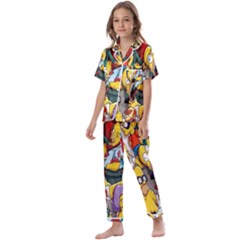 The Simpsons, Cartoon, Crazy, Dope Kids  Satin Short Sleeve Pajamas Set by nateshop