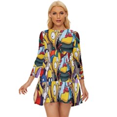 The Simpsons, Cartoon, Crazy, Dope Long Sleeve Babydoll Dress by nateshop