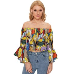 The Simpsons, Cartoon, Crazy, Dope Off Shoulder Flutter Bell Sleeve Top by nateshop