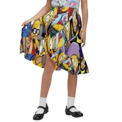 The Simpsons, Cartoon, Crazy, Dope Kids  Ruffle Flared Wrap Midi Skirt