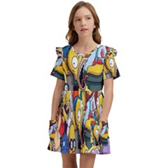 The Simpsons, Cartoon, Crazy, Dope Kids  Frilly Sleeves Pocket Dress by nateshop