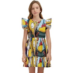 The Simpsons, Cartoon, Crazy, Dope Kids  Winged Sleeve Dress by nateshop