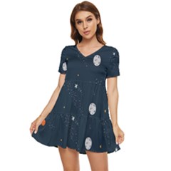 Universe Color Doodle , Art Tiered Short Sleeve Babydoll Dress by nateshop