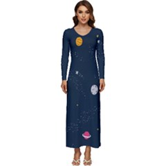 Universe Color Doodle , Art Long Sleeve Longline Maxi Dress by nateshop