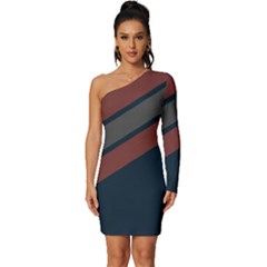 Abstract, Cool, Dark New, Pattern, Race Long Sleeve One Shoulder Mini Dress