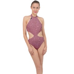 Abstract, Edge Style, Pink, Purple, Halter Side Cut Swimsuit by nateshop