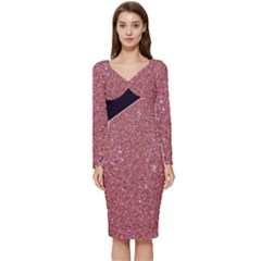 Abstract, Edge Style, Pink, Purple, Long Sleeve V-neck Bodycon Dress  by nateshop