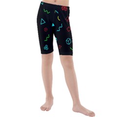 Black, Dark, Galaxy Kids  Mid Length Swim Shorts