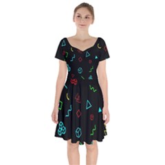 Black, Dark, Galaxy Short Sleeve Bardot Dress