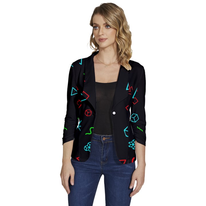 Black, Dark, Galaxy Women s One-Button 3/4 Sleeve Short Jacket