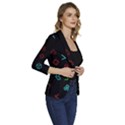 Black, Dark, Galaxy Women s One-Button 3/4 Sleeve Short Jacket View3