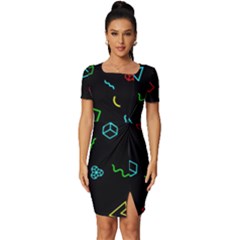 Black, Dark, Galaxy Fitted Knot Split End Bodycon Dress by nateshop